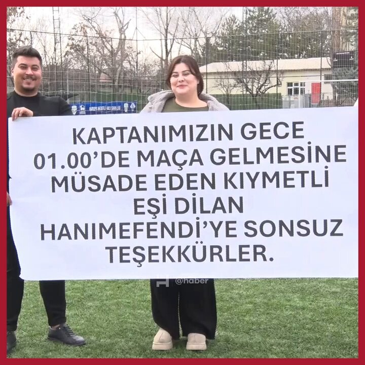 Ankara'da Halı Saha Keyfini Müjdeleyen Teşekkür Pankartı