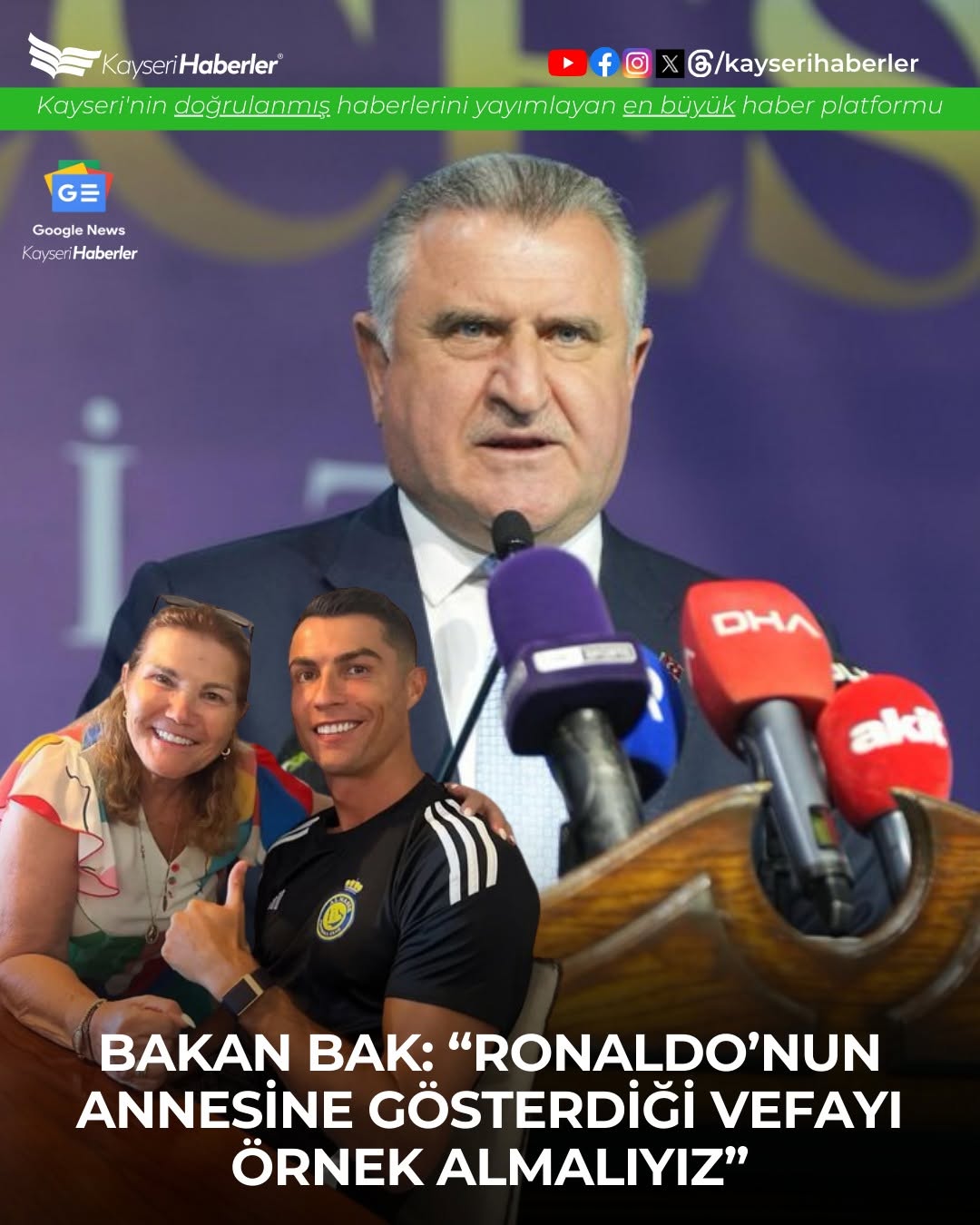 Gençlik ve Spor Bakanı Bak, Gençlere Aile Bağlarının Önemini Ronaldo Örneğiyle Anlattı
