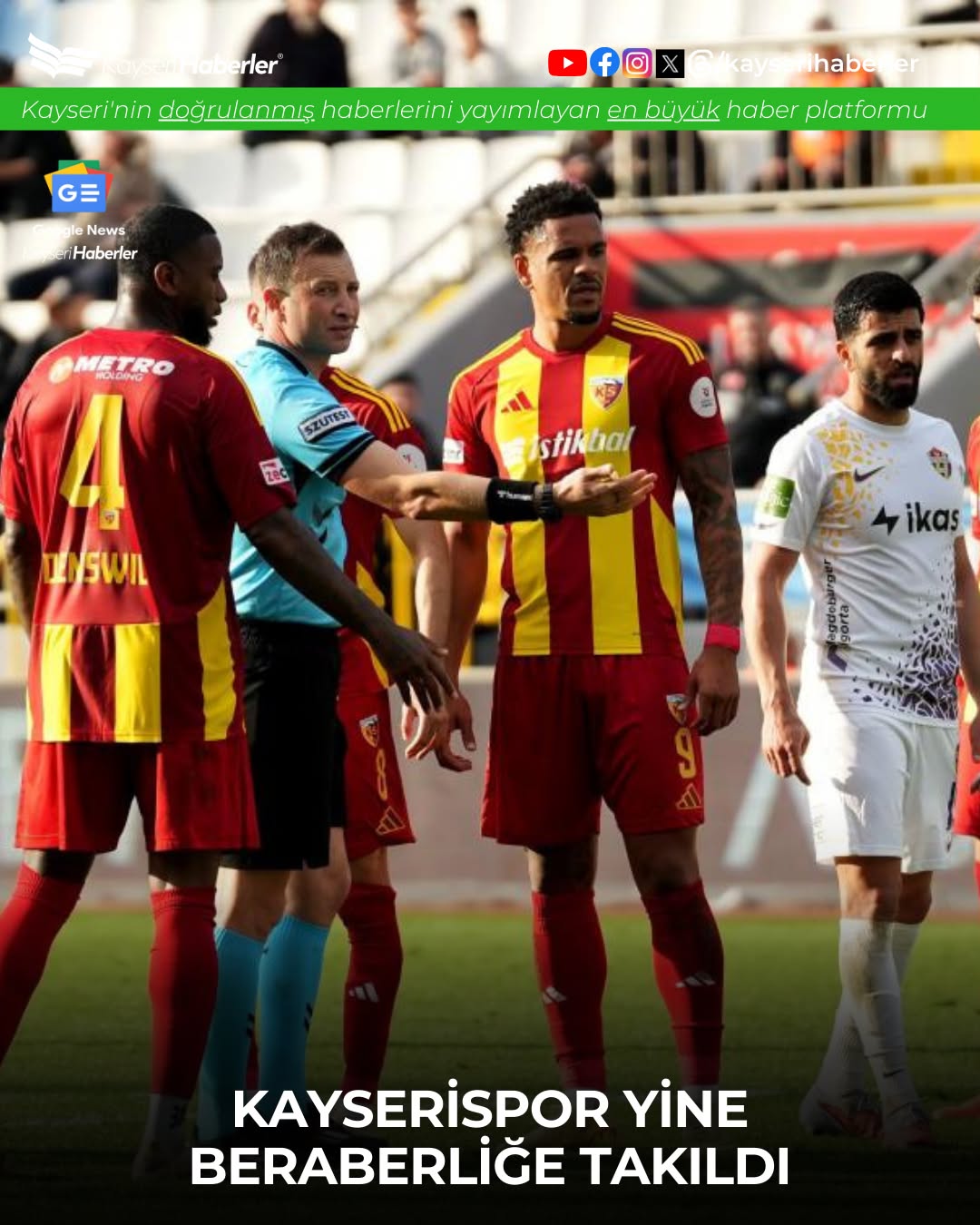 Kayserispor, Süper Lig'deki 7. Beraberliğini Aldı