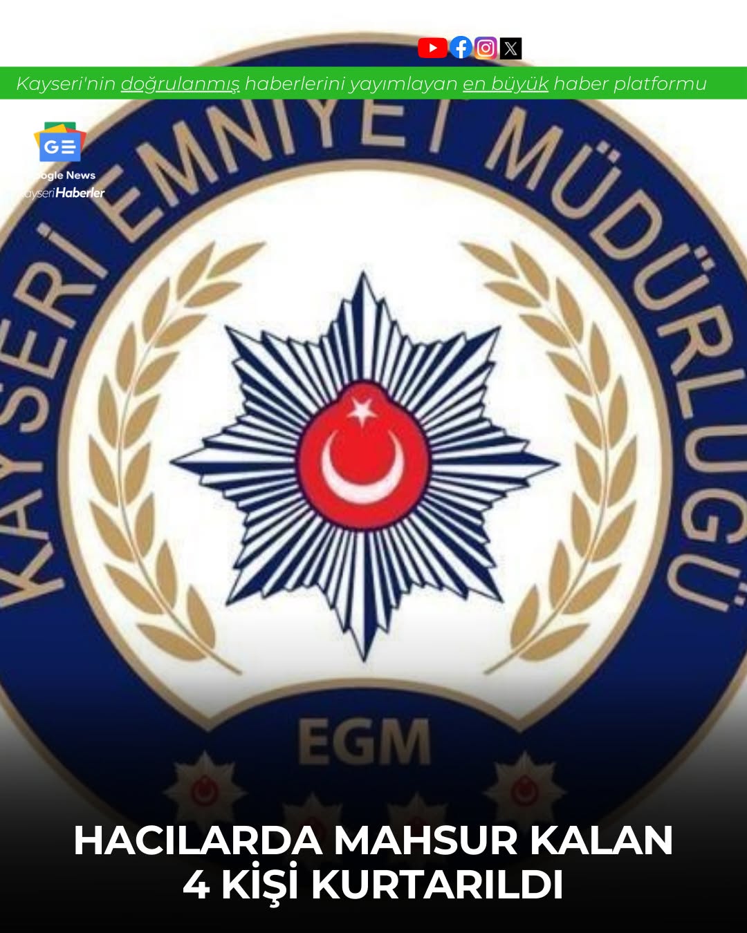 Kayseri'de Kar Yağışında Mahsur Kalan 4 Kişi Polis Ekipleri Tarafından Kurtarıldı