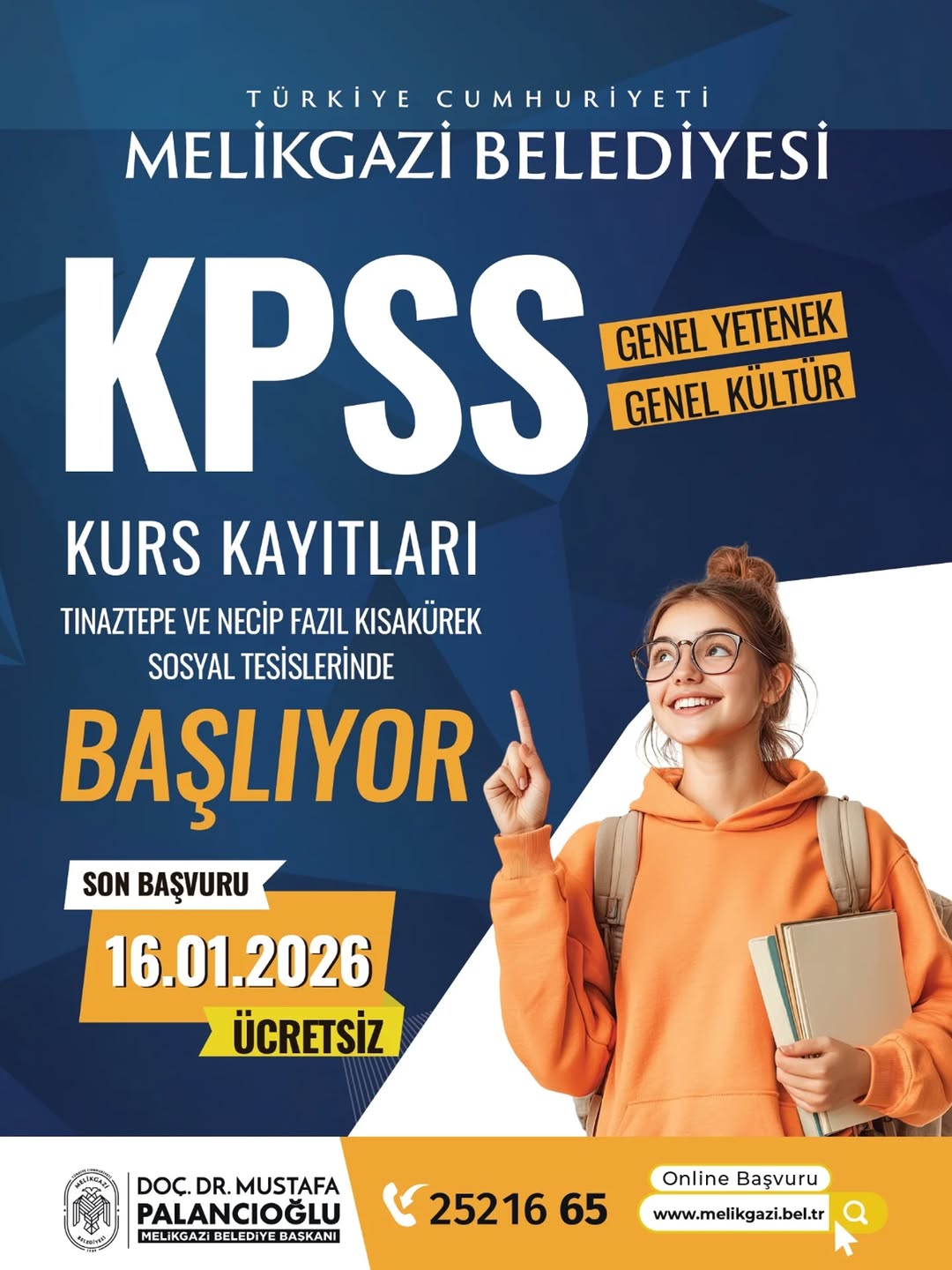 Melikgazi Belediyesi'nden Ücretsiz KPSS Kursu: Kayıtlar Başladı