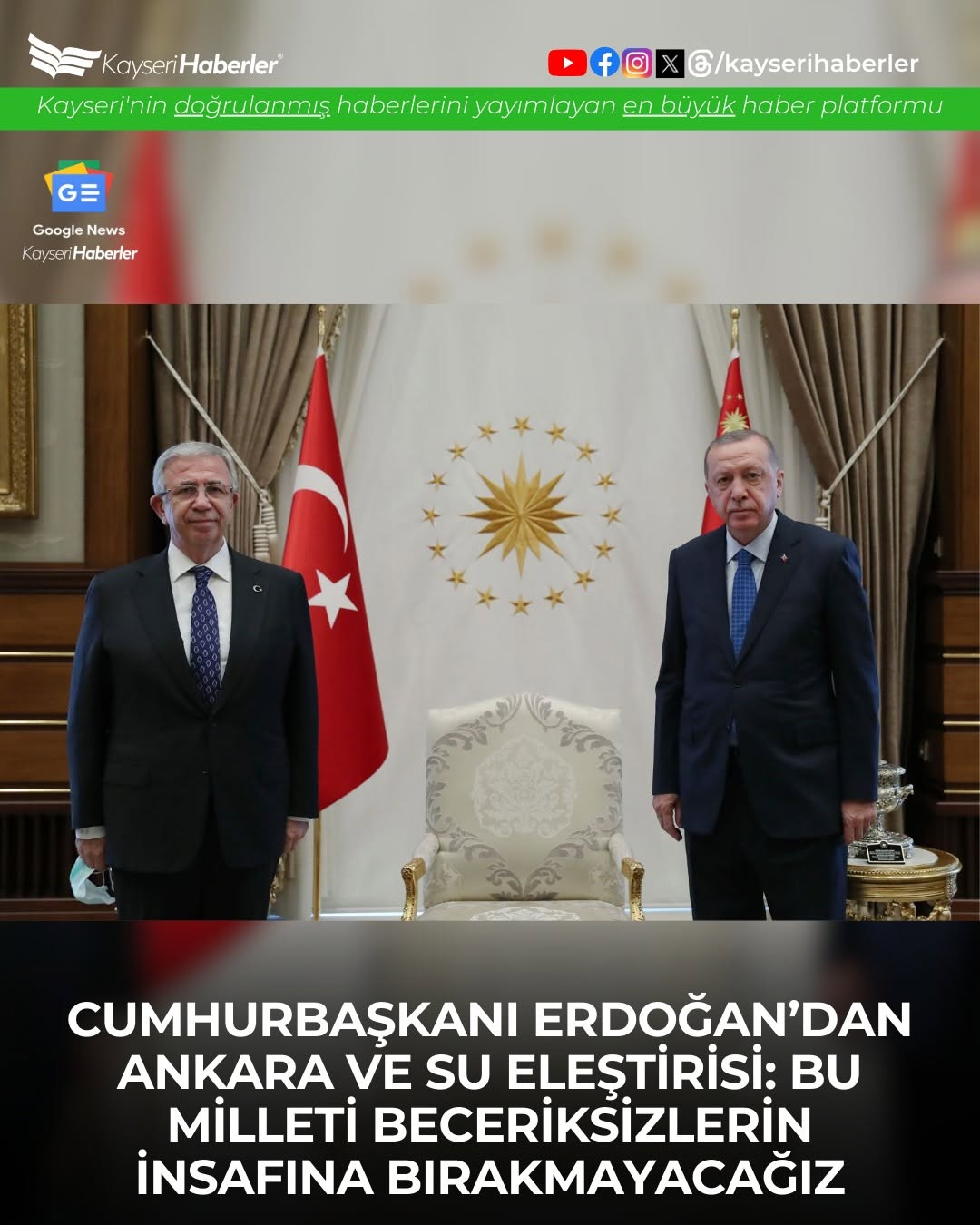 Cumhurbaşkanı Erdoğan'dan Ankara'nın Su Krizi ile İlgili Sert Açıklamalar