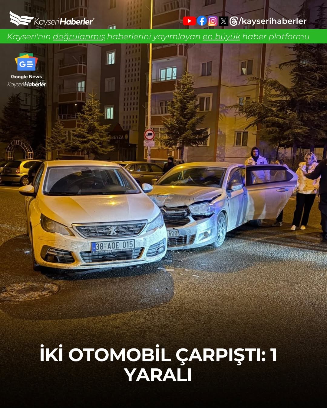 Kayseri'de Meydana Gelen Trafik Kazasında Bir Kişi Yaralandı