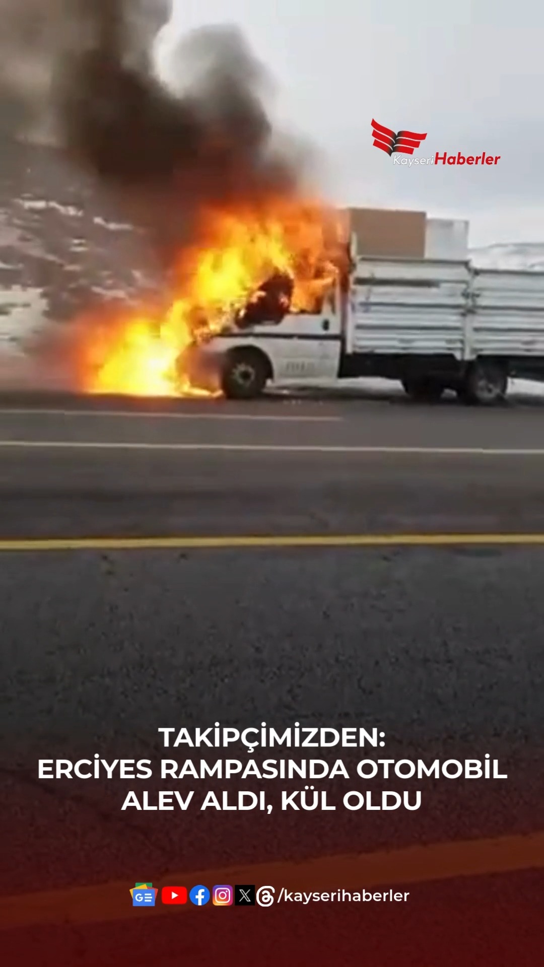 Kayseri'de Erciyes Rampasında Seyir Halindeki Otomobil Alev Aldı