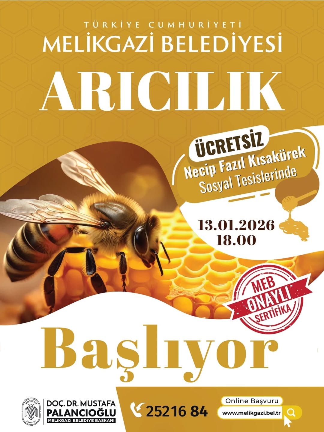 Kayseri Melikgazi'de Arıcılık Kursu Kayıtları Başladı