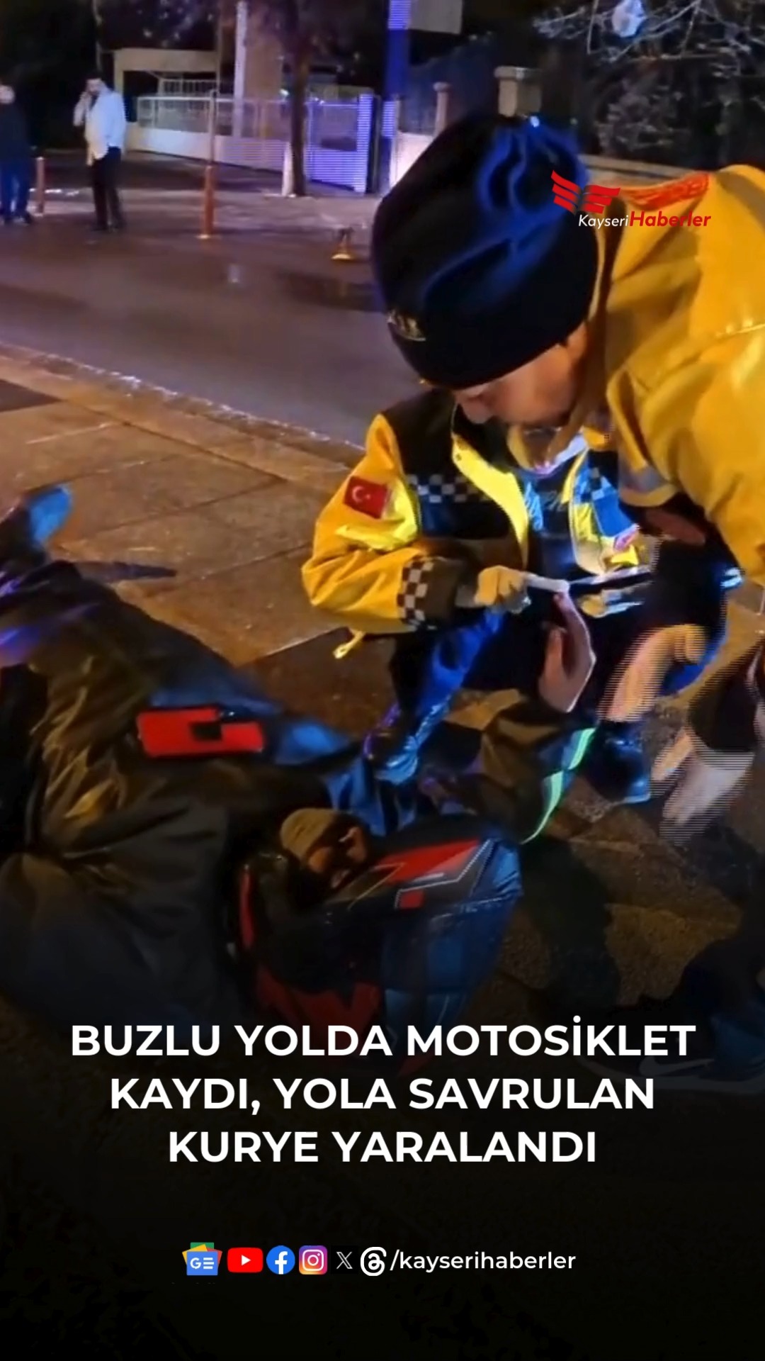 Aksaray'da Buzlu Yolda Meydana Gelen Motosiklet Kazasında Bir Kişi Yaralandı