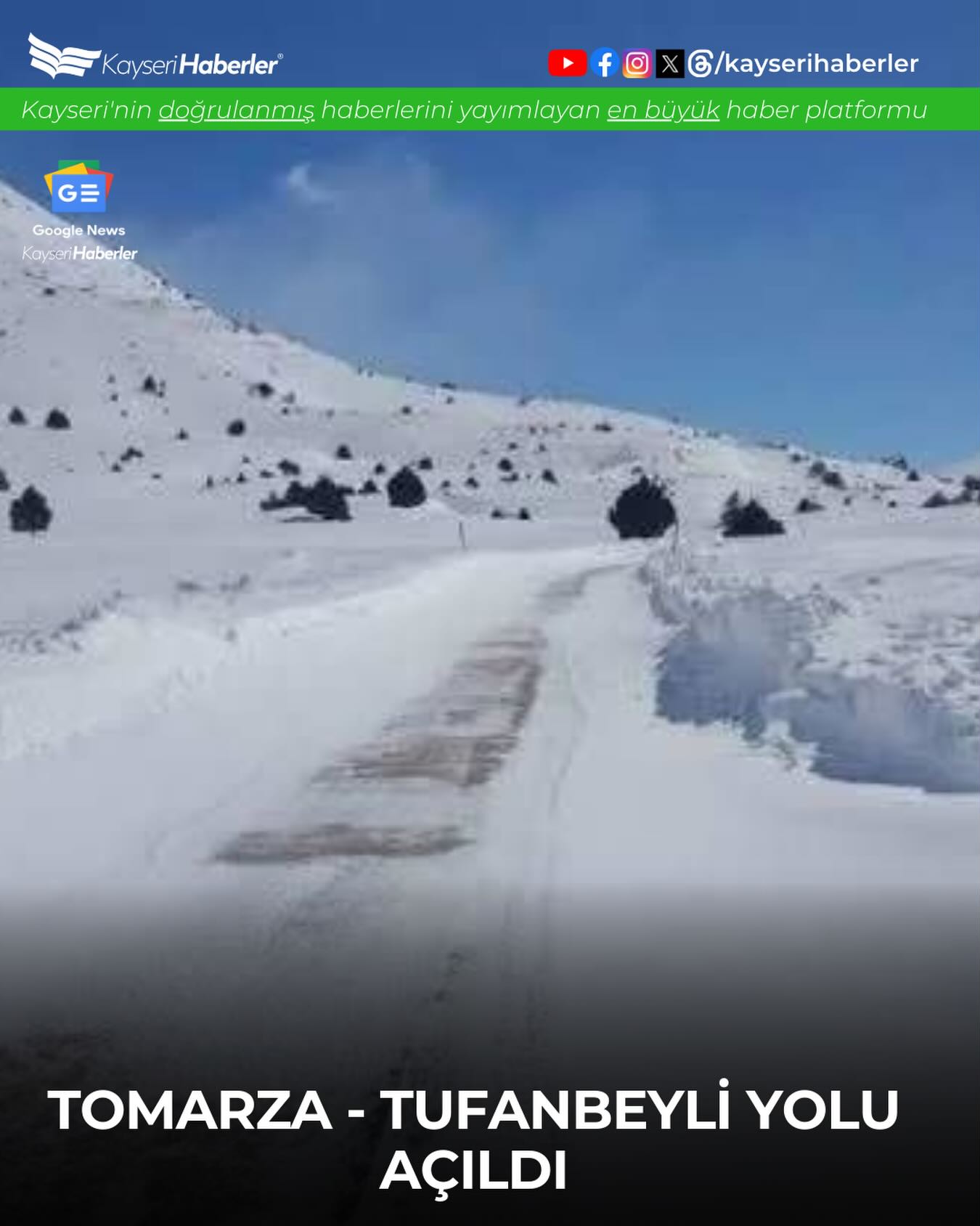Kayseri'de Kar Nedeniyle Kapanan Tomarza-Tufanbeyli Yolu Ulaşıma Açıldı