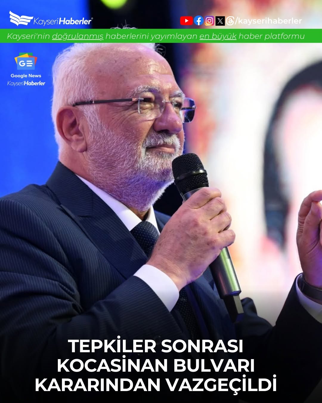 Kayseri'de Kocasinan Bulvarı'nın İsmi Korunacak