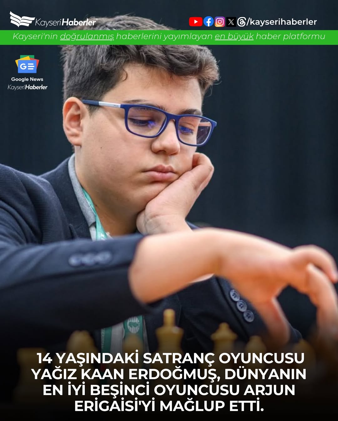 Kayserili Satranç Dahisi Yağız Kaan Erdoğmuş, Dünya Beşincisini Devirdi