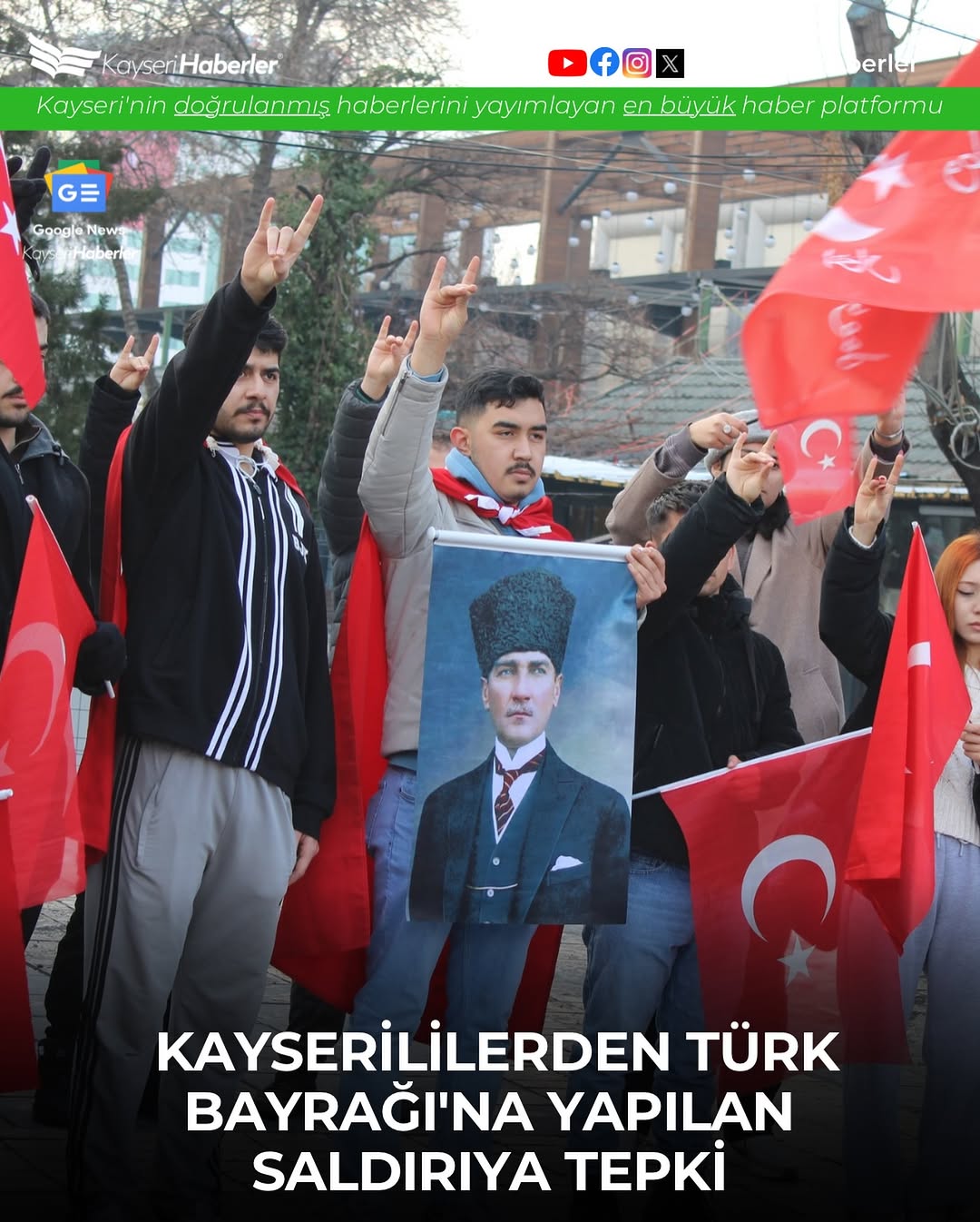 Kayseri'de Nusaybin'deki Bayrak Saldırısına Tepki Gösterildi