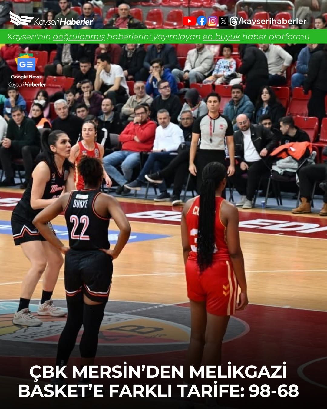 ÇBK Mersin, Kayseri'de Farklı Galibiyet Aldı