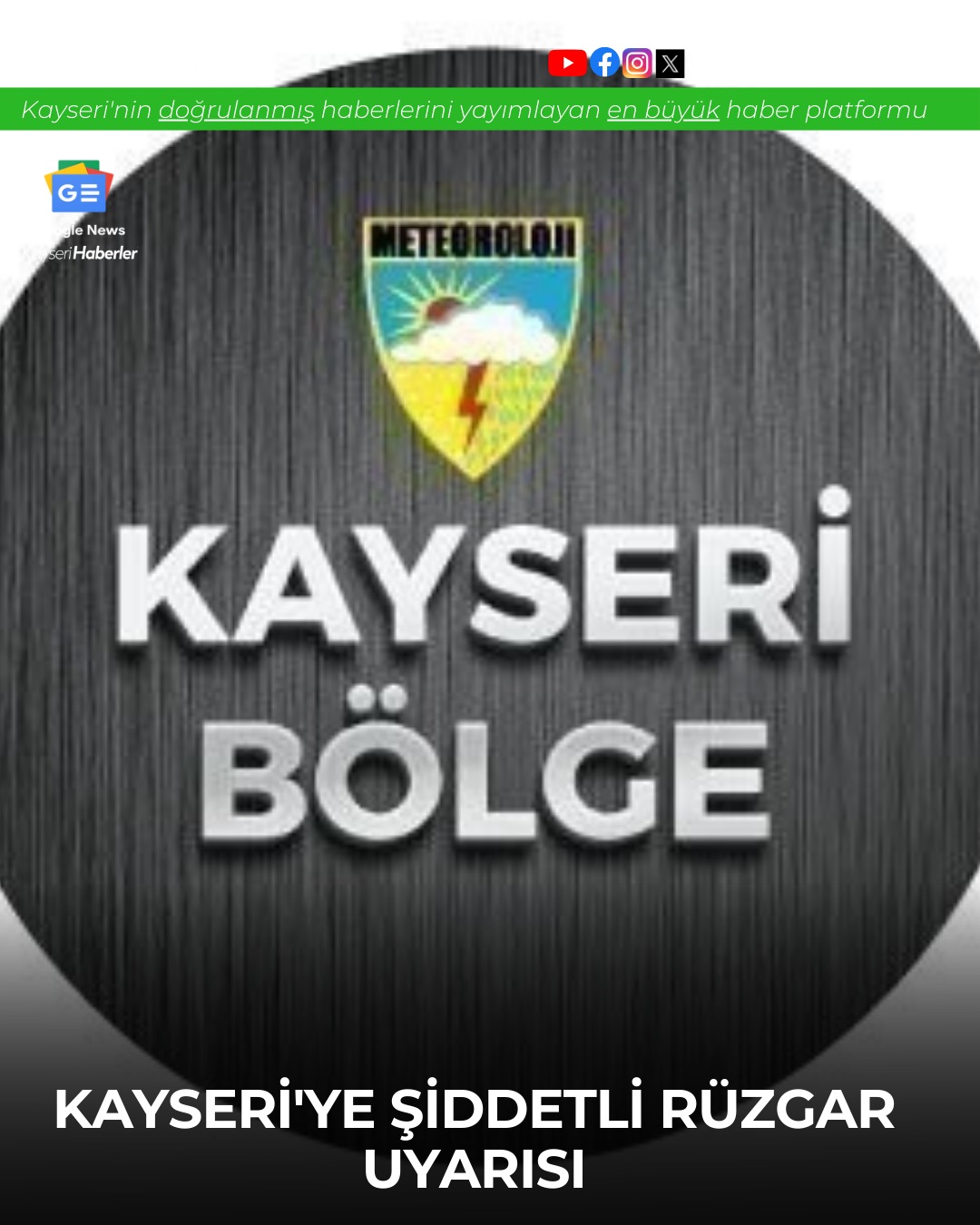 Kayseri'de Kuvvetli Rüzgar ve Fırtına Uyarısı: Hızı 90 Km/Saat'e Ulaşacak