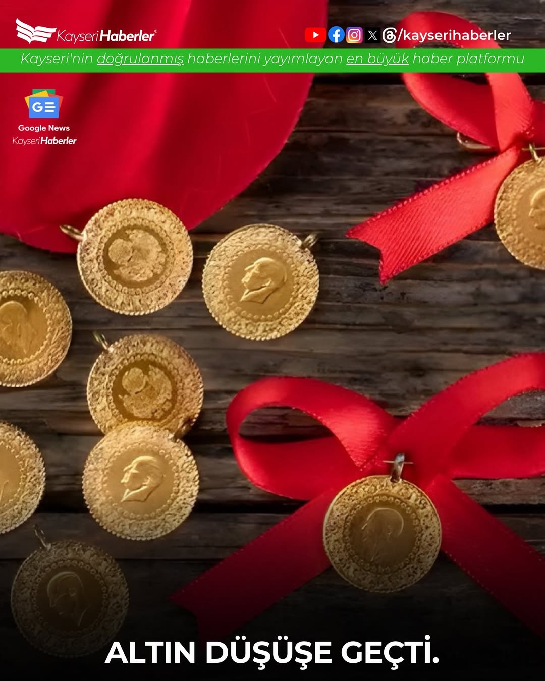 Kayseri'de Altın Fiyatları Düşüşe Geçti: Gram Altın 7.292 TL Seviyesinde