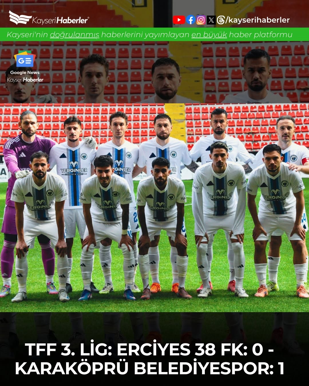 Erciyes 38 FK, Sahasında Karaköprü Belediyespor'a 1-0 Mağlup Oldu