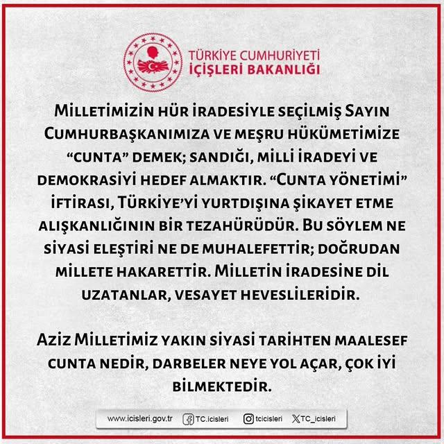 İçişleri Bakanlığı'ndan