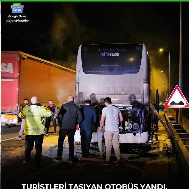 Kayseri'de Turist Taşıyan Otobüste Yangın Paniği