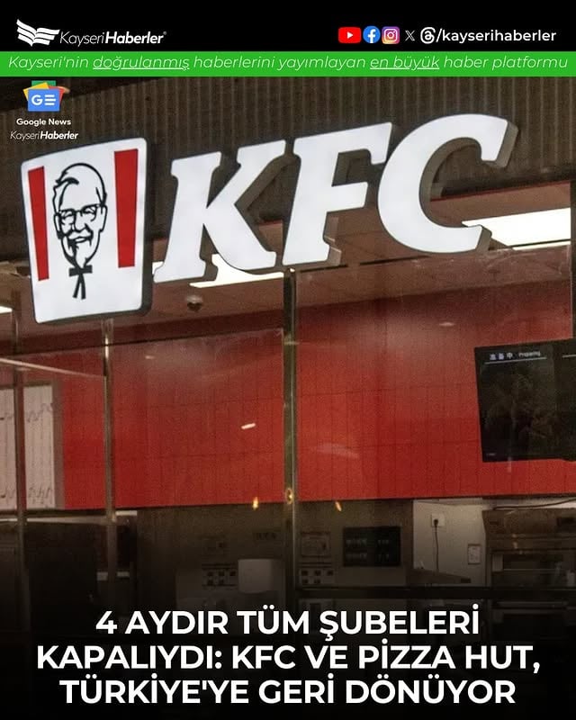 KFC ve Pizza Hut, Türkiye Pazarına Geri Dönüş İçin Görüşmeler Başlattı