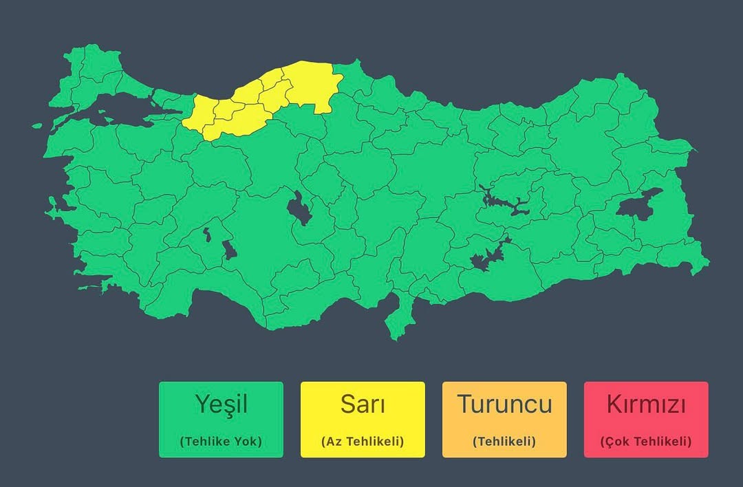 Sakarya, Düzce ve Zonguldak'ta Kuvvetli Yağış Uyarısı