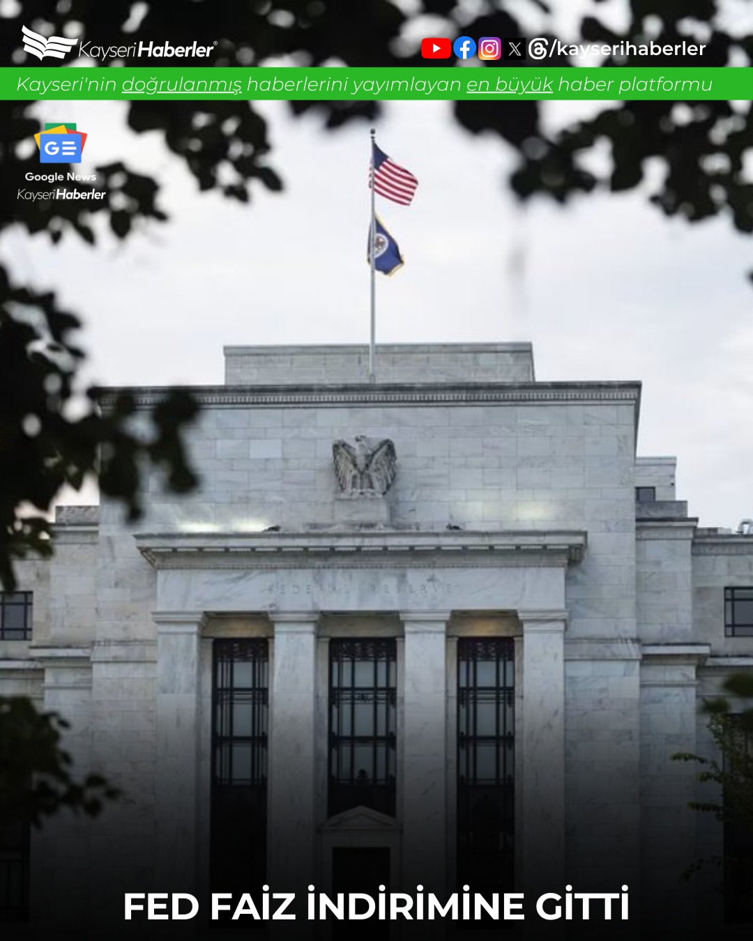 Fed Faiz Kararı Açıklandı: Politika Faizinde İndirim