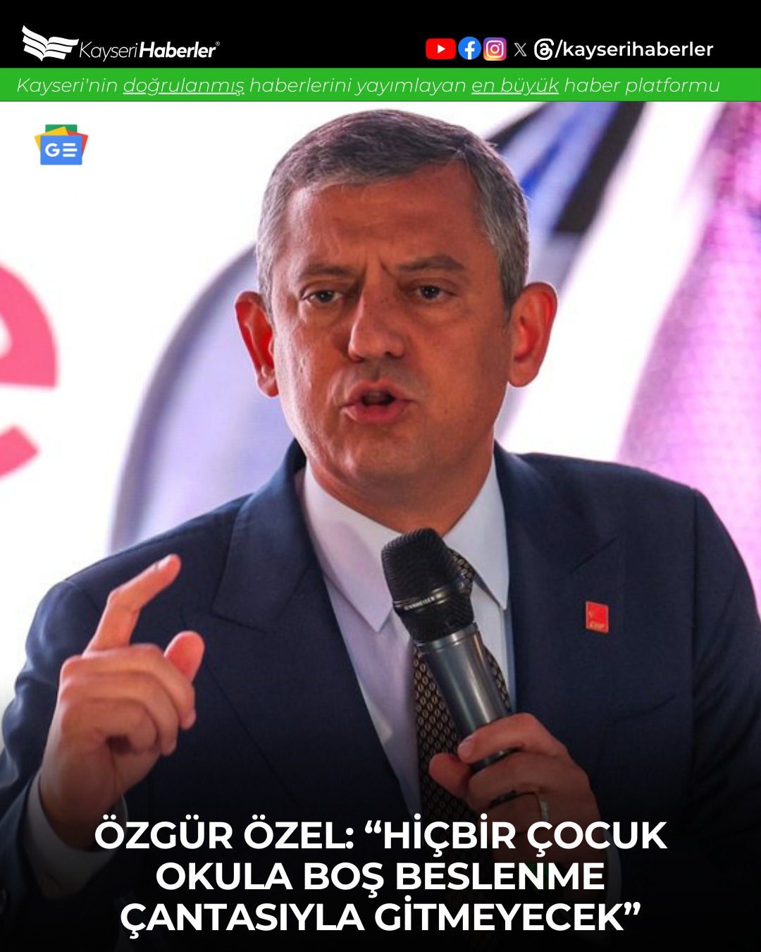 CHP Lideri Özel: Hiçbir Çocuk Aç Okula Gitmeyecek
