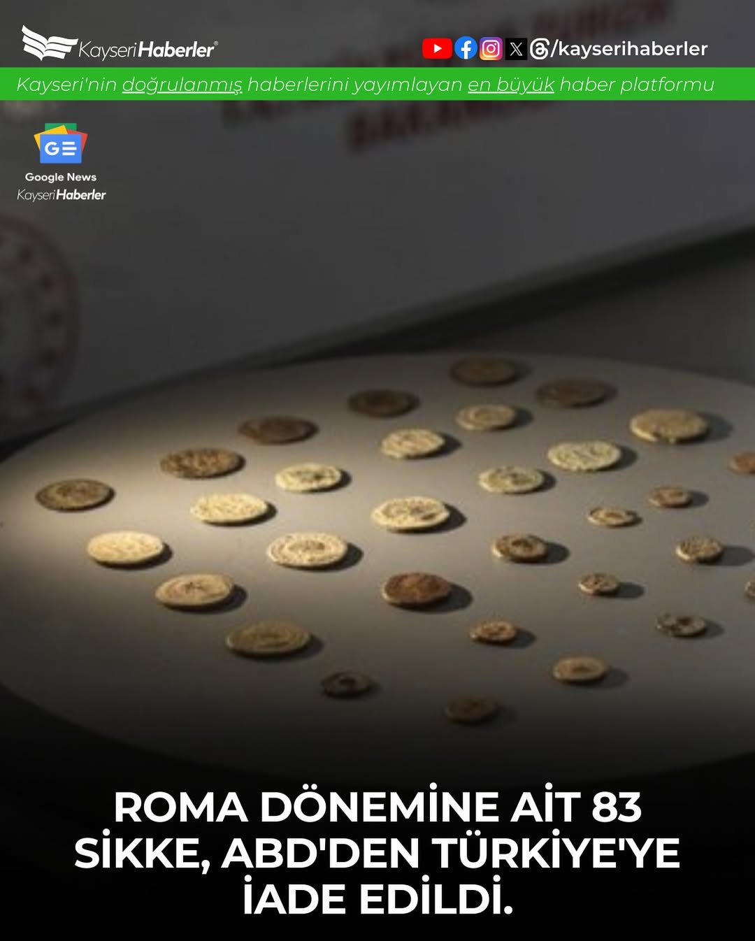 Roma Dönemine Ait 83 Sikke ABD'den Türkiye'ye İade Edildi