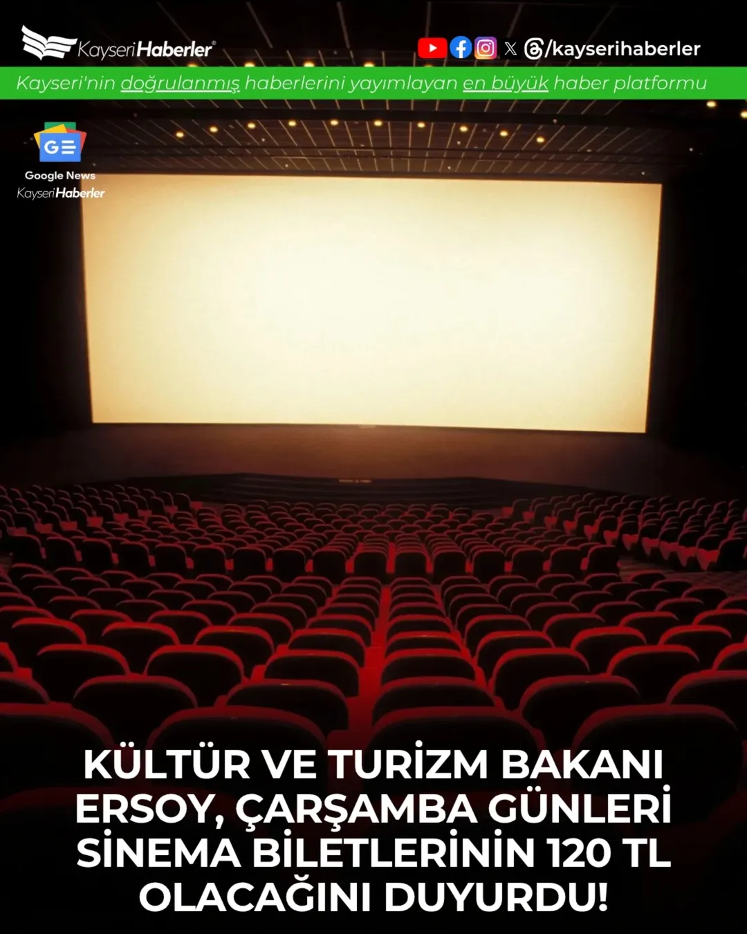 Kültür ve Turizm Bakanı Ersoy'dan Sinemaseverlere Müjde: Çarşamba Günleri Sinema Günü İlan Edildi