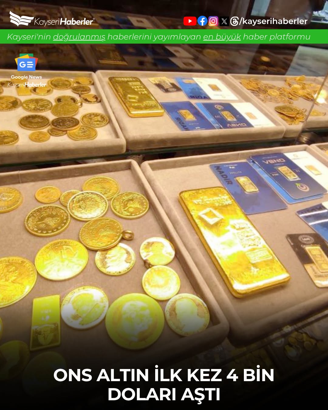 Altın Fiyatlarında Tarihi Rekor: Ons Altın 4.000 Dolar, Gram Altın 5.400 TL Üzerinde