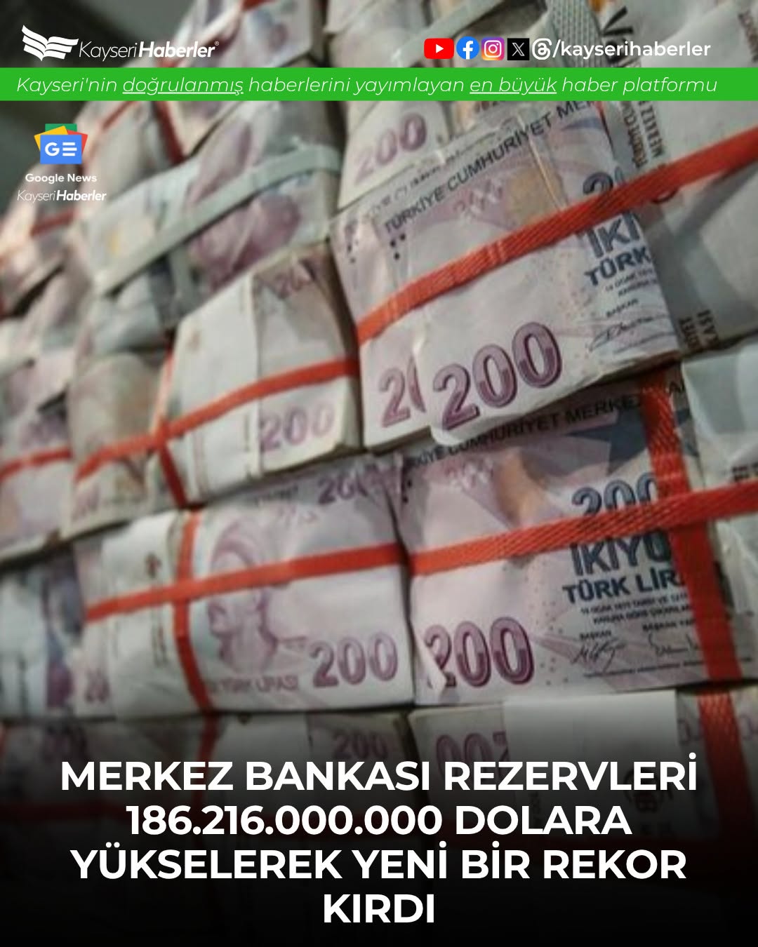 Merkez Bankası Rezervleri Rekor Kırdı: 186 Milyar Doları Aştı