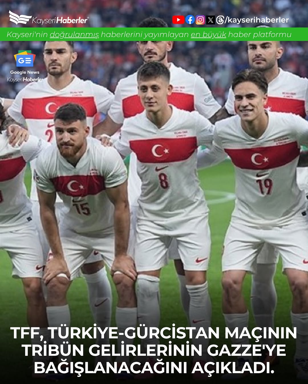 TFF, Türkiye-Gürcistan Maçının Tribün Gelirlerini Gazze'ye Bağışlayacak