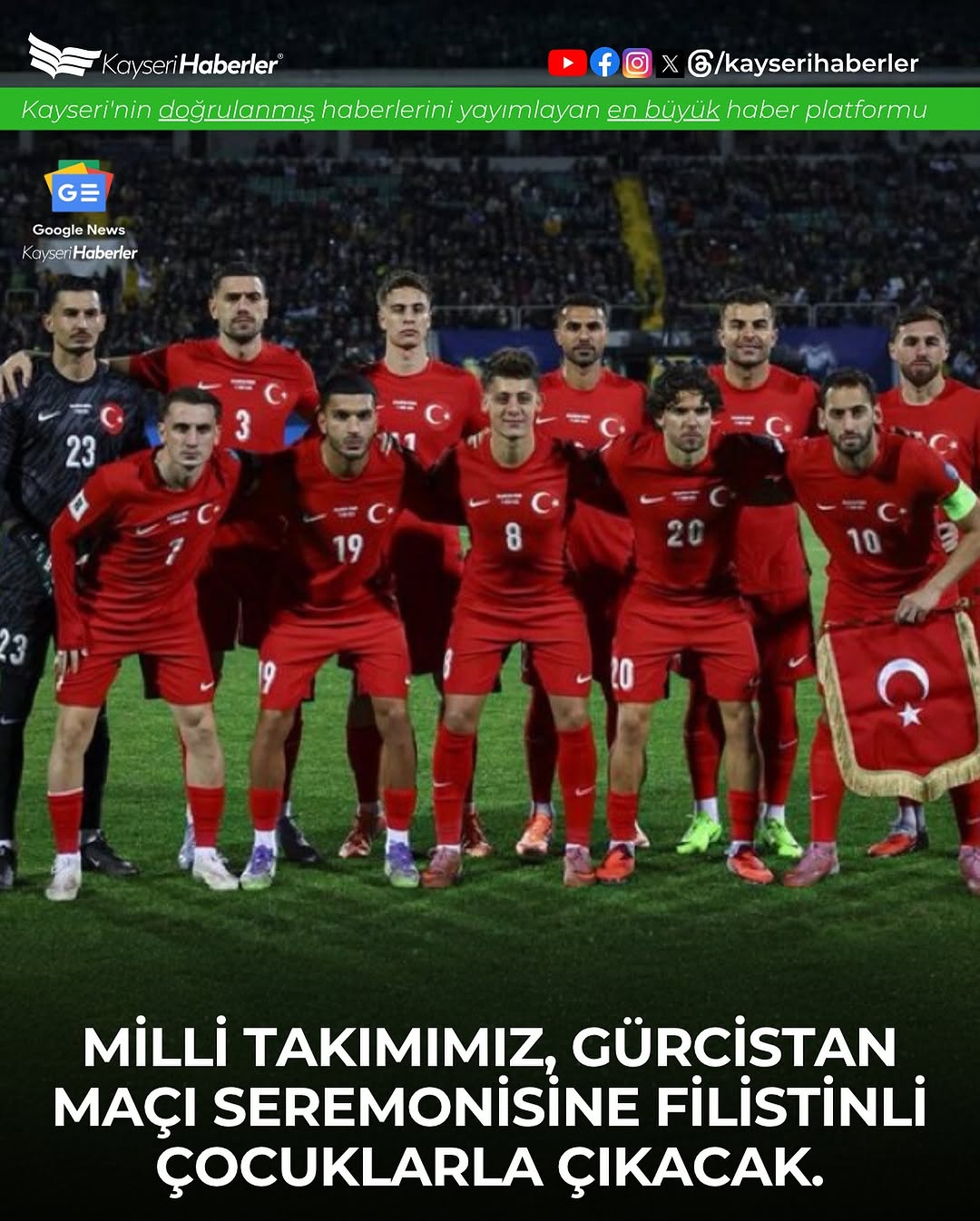 Milli Takım Gürcistan Maçına Filistinli Çocuklarla Çıkacak