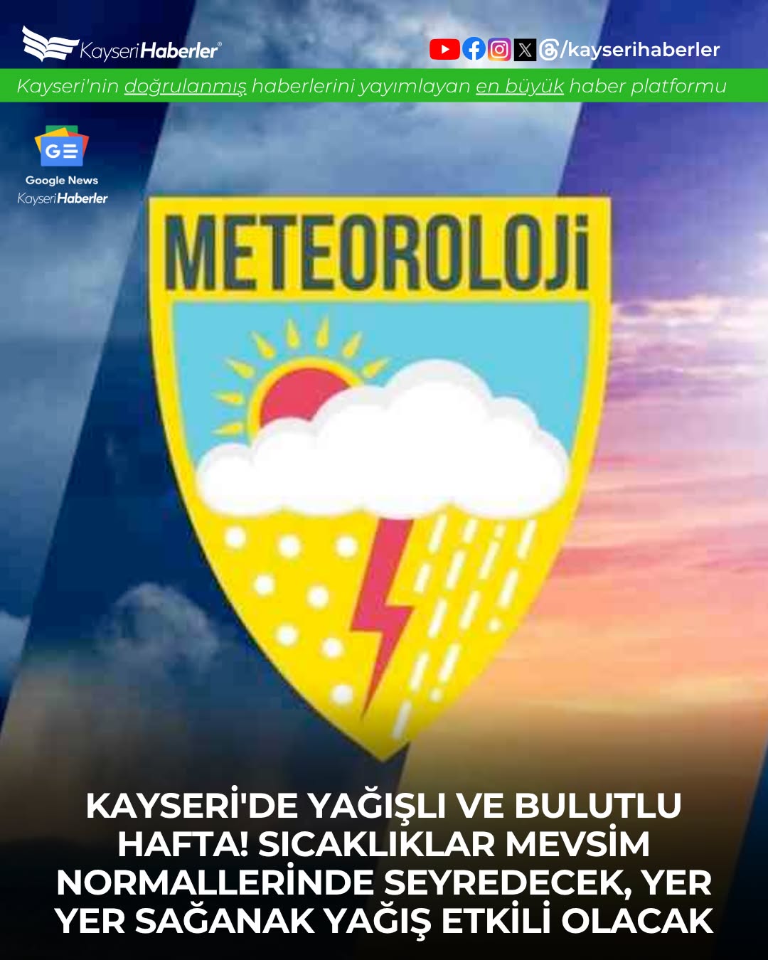 Kayseri'de Haftalık Hava Durumu: Sağanak Yağış Uyarısı