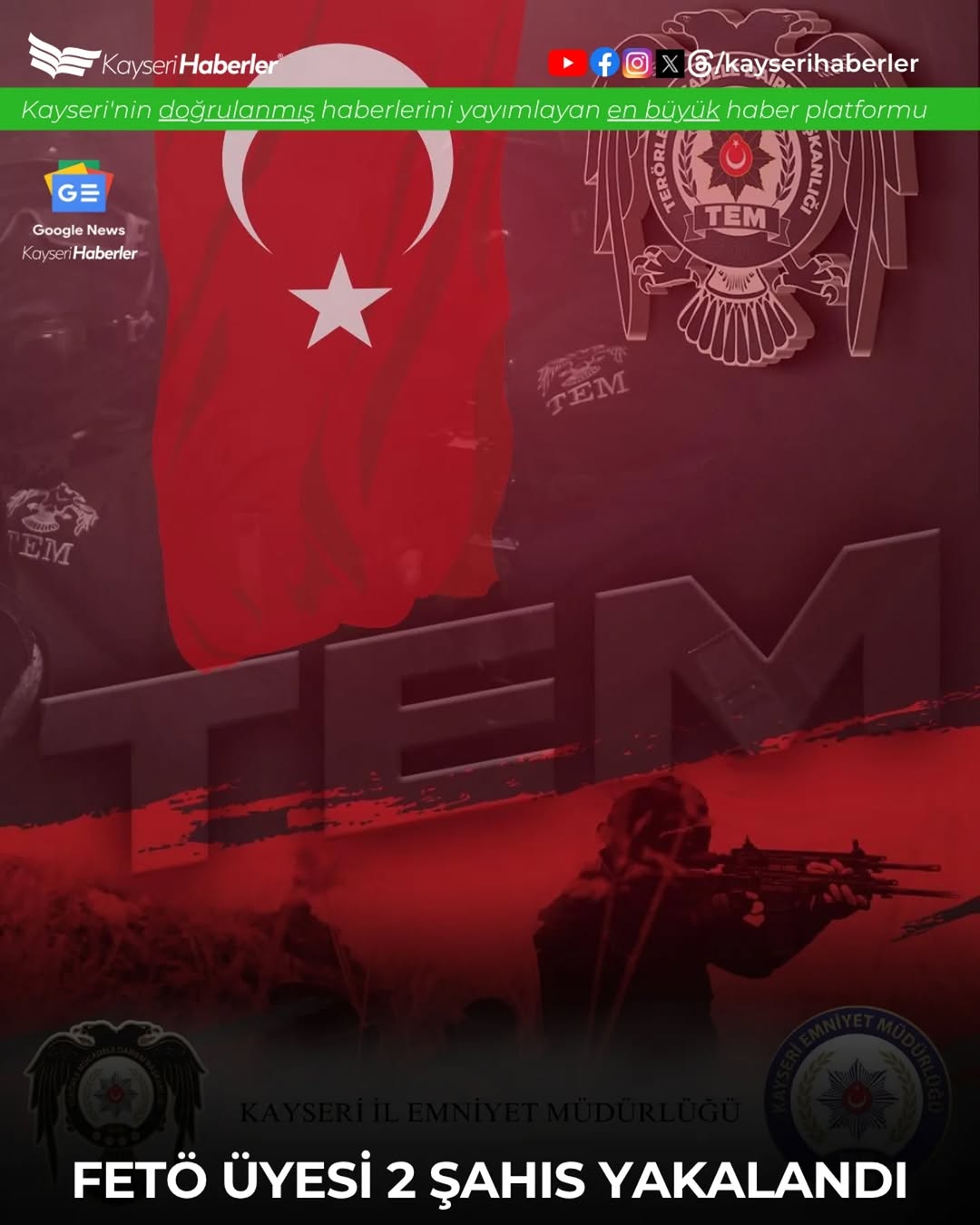 Kayseri'de FETÖ Operasyonu: 2 Şahıs Yakalandı