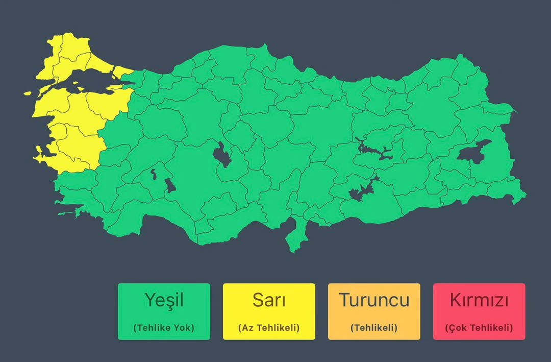 Marmara Bölgesi İçin Fırtına ve Kuvvetli Sağanak Uyarısı