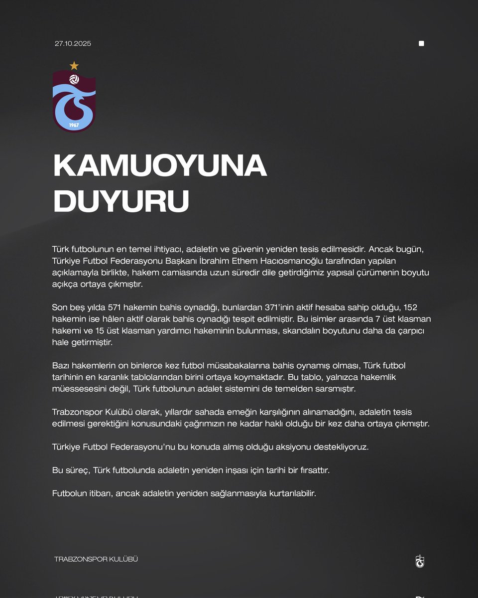 Trabzonspor Başkanı Eroğlu'dan Şok Açıklama: Bazı Hakemlerin On Binlerce Bahisi Olduğu İddiası