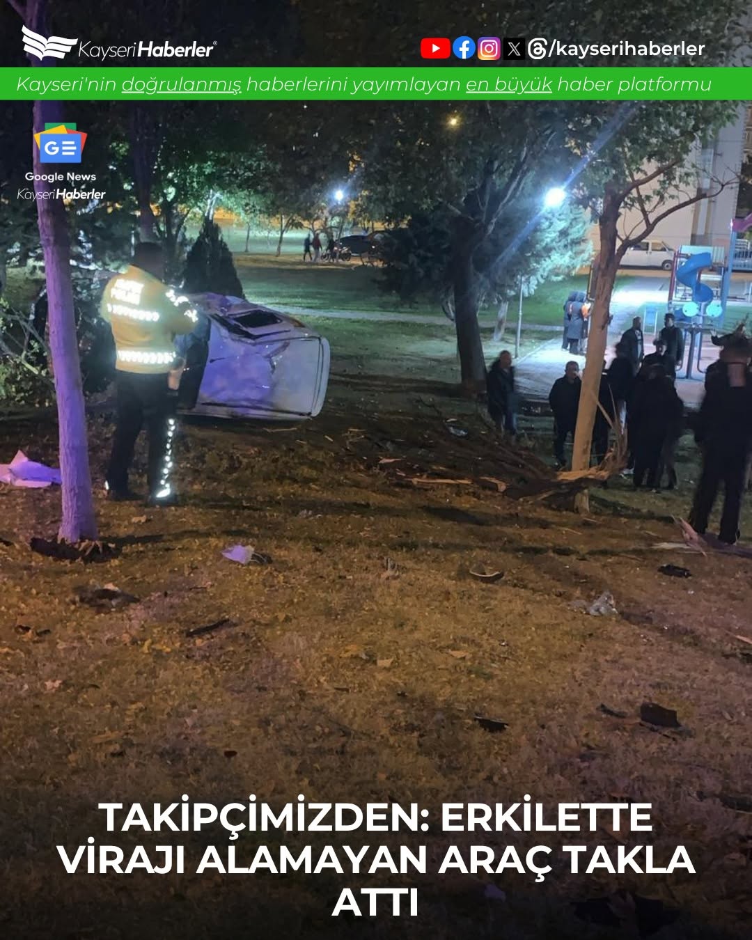 Kayseri'de Seyir Halindeki Otomobil Takla Attı
